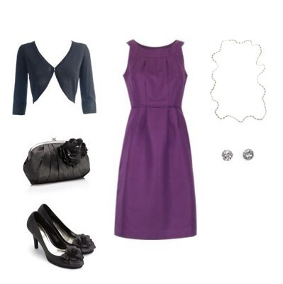Dress from Boden, Bolero and Heels from Monsoon, Clutch, Studs and Necklace from Accessorize.